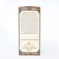Side of Liberta packaging box showing product description of hemp-infused non-alcoholic red wine
