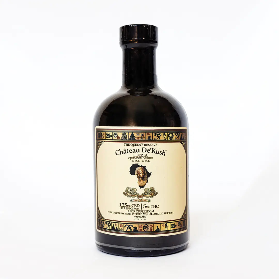 Liberta “Glow” non-alcoholic red wine bottle infused with full-spectrum hemp, 5mg THC and 125mg CBD