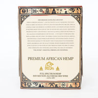 Side of Liberta Glow hemp-infused non-alcoholic red wine 4-pack box with product description