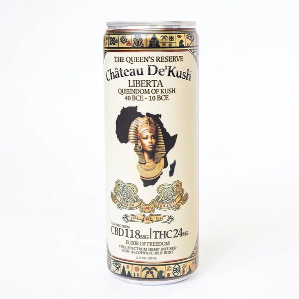 Liberta full-spectrum hemp-infused non-alcoholic red wine can with 24mg THC and 118mg CBD